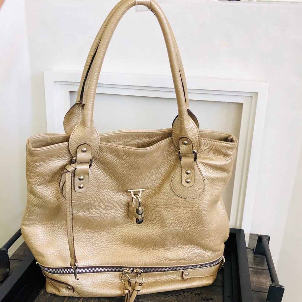 LAURA Di MAGGIO Champagne metallic Leather ITALY